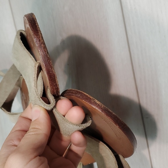 Free People Womens Torrence Suede Lace Up Taupe Sandals shoes sz 39/8.5-9 - Picture 5 of 14